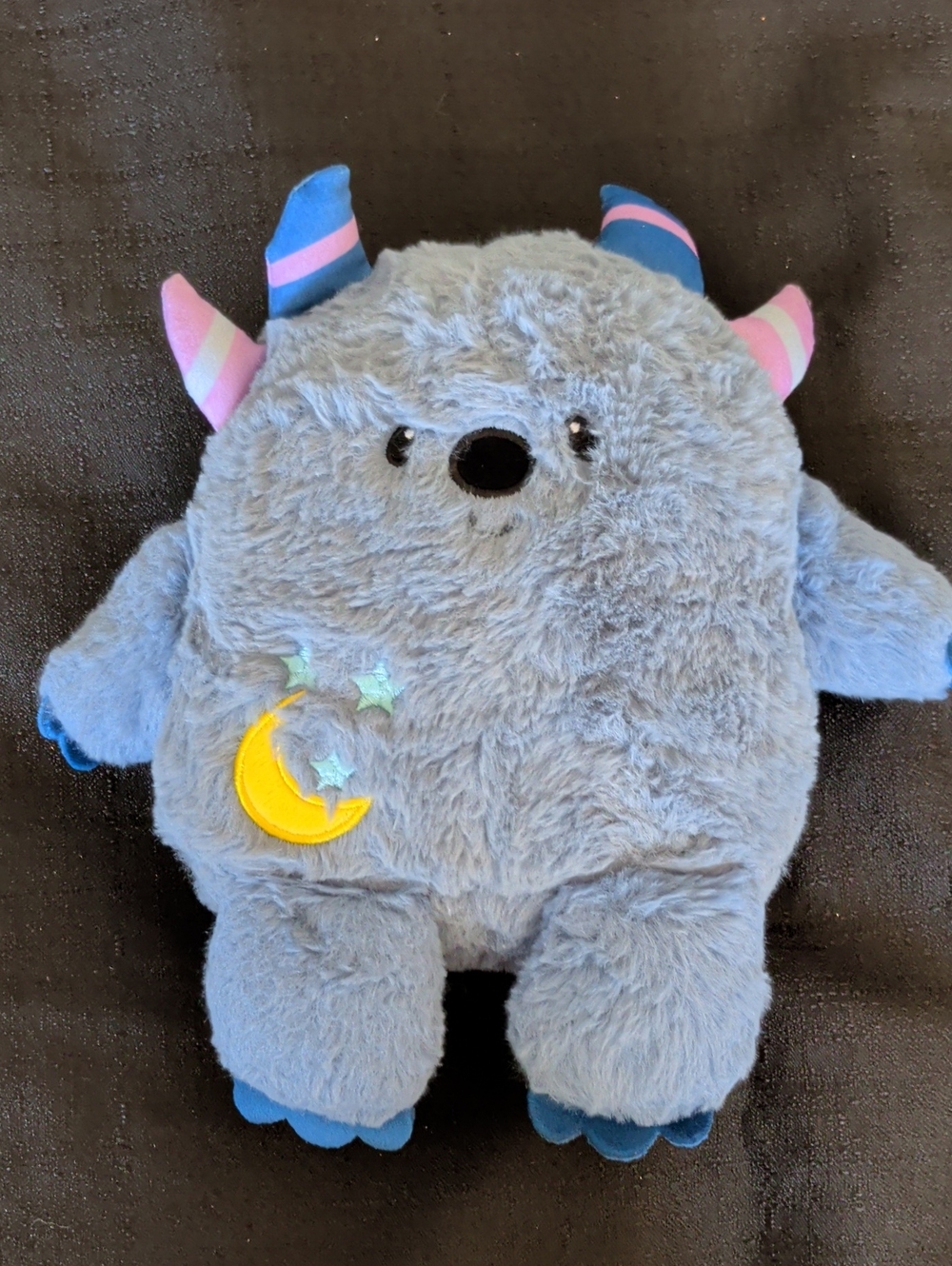 Russ Blue Plush Monster with Moon & Striped Horns